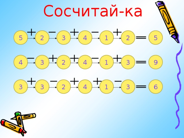 Сосчитай-ка 4 5 2 5 3 1 2 2 4 3 1 9 3 4 4 3 3 3 6 2 1 