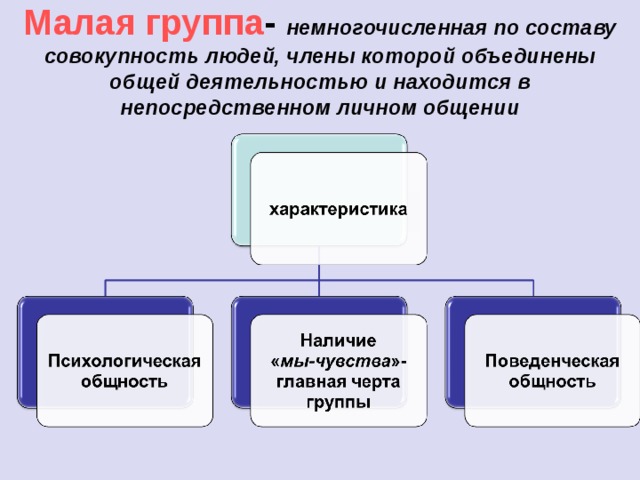 Малые социальные группы сложный план