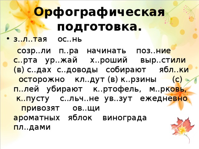 Лето опорные слова