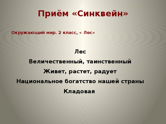 Синквейн презентация 2 класс