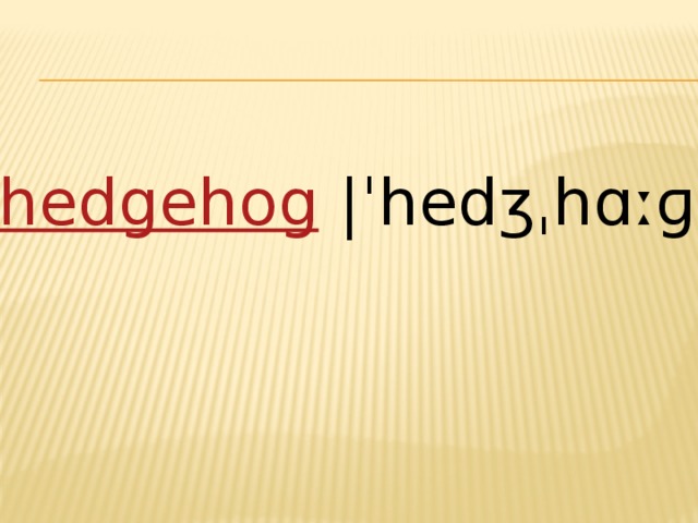 hedgehog  |ˈhedʒˌhɑːɡ|   