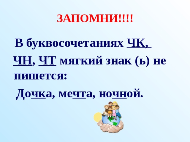 Слова с буквосочетаниями чк чн чт 1 класс презентация