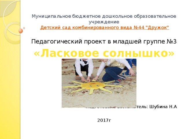 Муниципальное бюджетное дошкольное образовательное учреждение   Детский сад комбинированного вида №44 