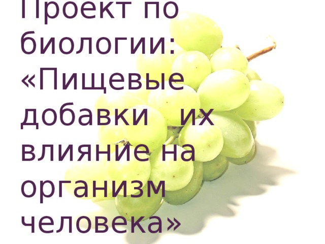 Индивидуальный проект на тему пищевые добавки и их влияние на организм человека