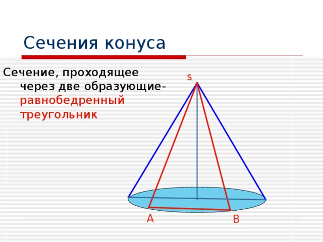 Сечения через. Сечение конуса через 2 образующие. Две образующие конуса. Сечение проходящее через две образующие конуса. Образующие сечение в конусе.