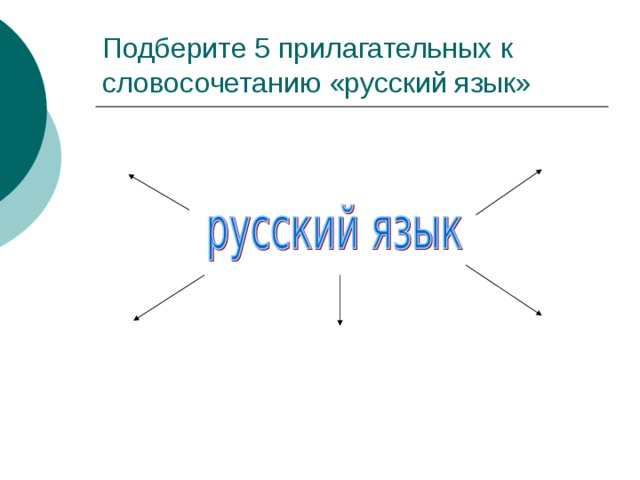 Подберите 5 прилагательных к словосочетанию «русский язык» 