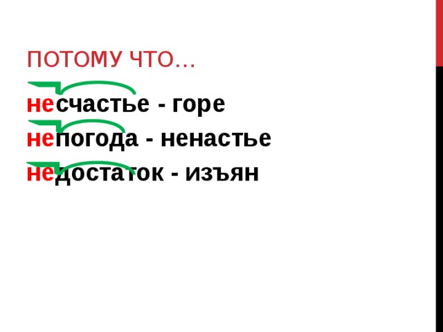 Существительное без корня. Не счастье а горе. Что общего у слов Непоседа неряха невежда ненависть.