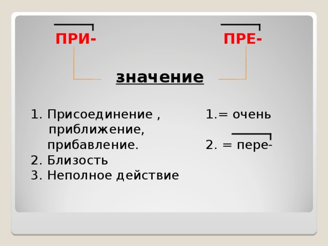 Очень значение. Пре при значения. Неполное действие примеры. Как понять присоединение неполное действие. Присоединение приближение неполное действие примеры.