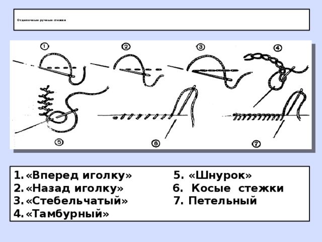 Ручные швы фото и названия