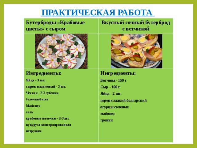 Канапе с сыром и колбасой технологическая карта