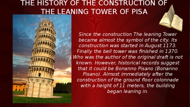 Перевод текста the leaning tower of pisa