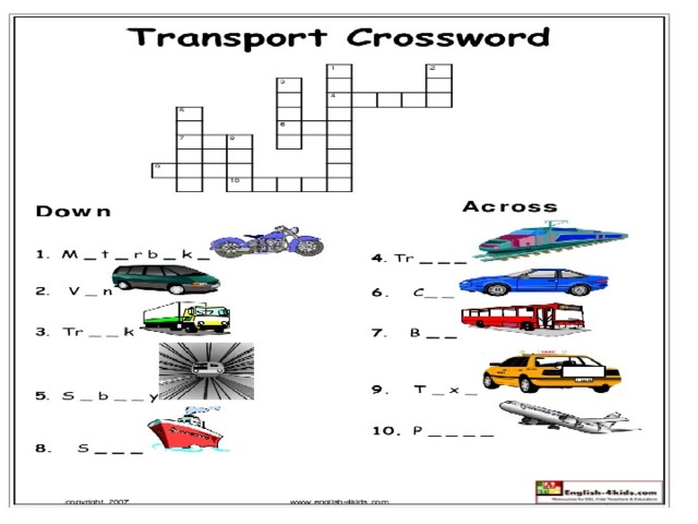 Кроссворд транспорт