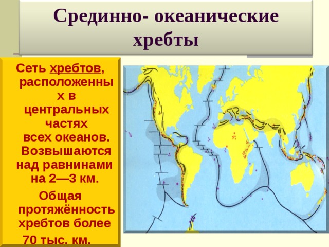 Крупнейший срединно океанический хребет. Срединно-океанический хребет. Срединно Океанические хребты на карте мирового океана. Самый протяженный срединно океанический хребет. Карта срединно океанических хребтов.