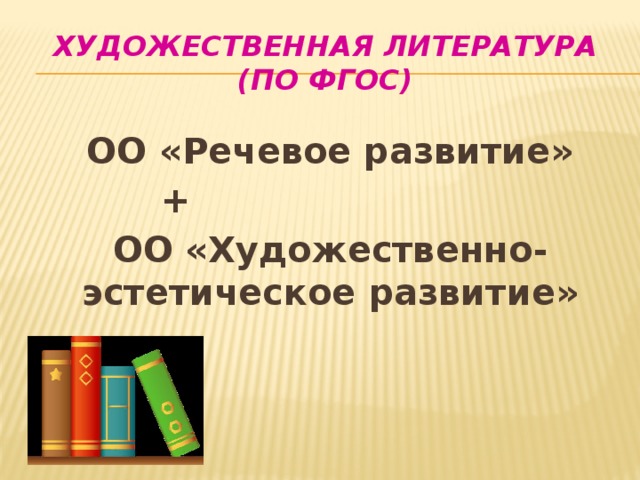 Художественная литература (по Фгос)  ОО «Речевое развитие»     + ОО «Художественно-эстетическое развитие» 