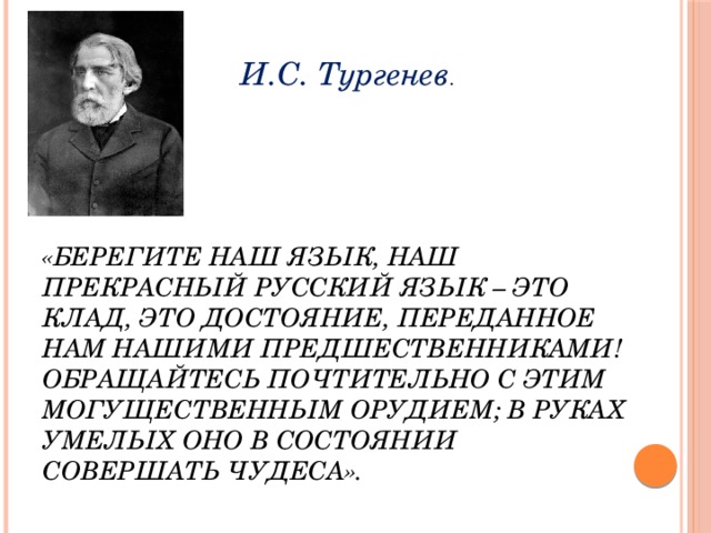 Этот клад это достояние переданное. Берегите русский язык Тургенев. Тургенев о языке берегите. Тургенев берегите наш язык наш. Наш язык наш прекрасный русский язык.