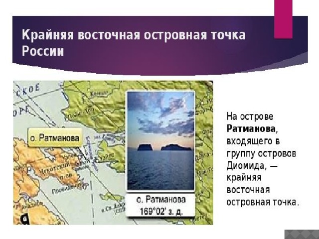 Крайняя восточная островная точка россии координаты