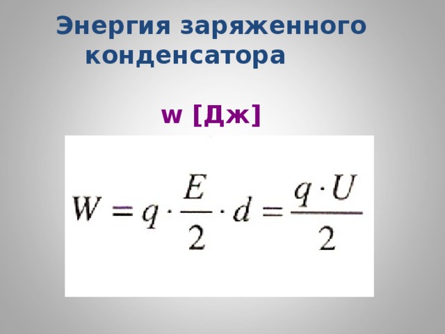 Энергия заряженного конденсатора кратко