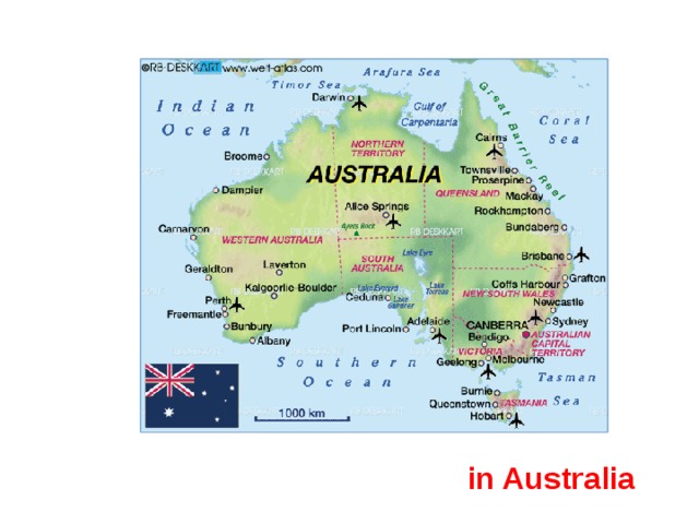 Карта австралии на английском языке