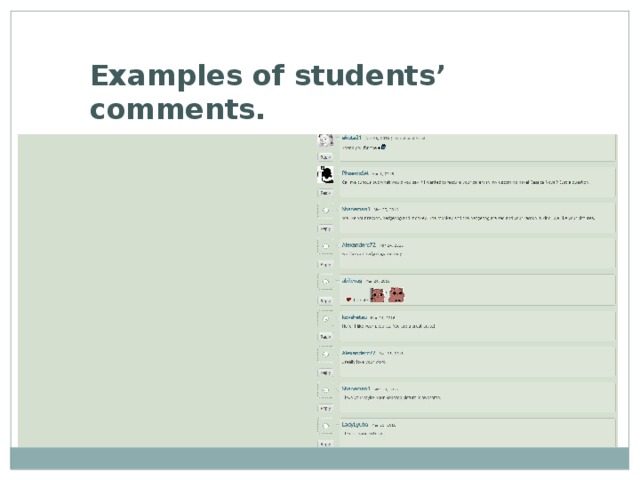 Examples of students’ comments. 