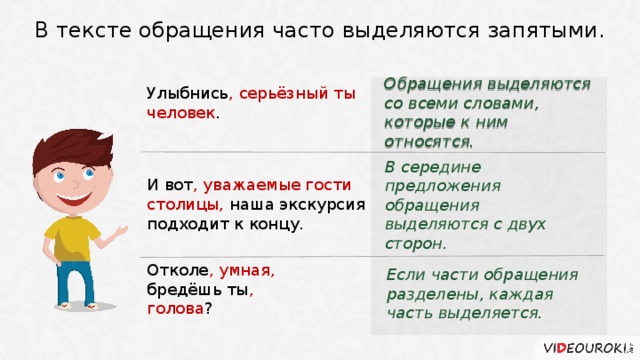 Запишите предложения выделяя запятыми. Слова обращения. Обращение в середине предложения выделяется запятыми с двух сторон. Обращение в середине пр. Обращение в серединн пред.