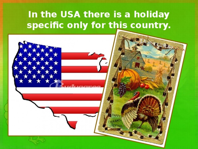 In the USA there is a holiday specific only for this country. 