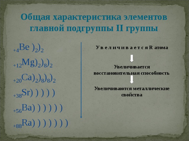 Общая характеристика элементов 2а группы химия 9 класс презентация