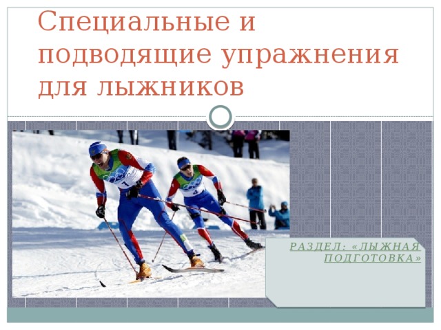 Специальные и подводящие упражнения для лыжников Раздел: «Лыжная подготовка» 