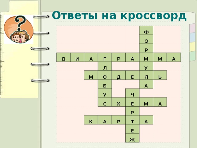 Ответы на кроссворд Д И А Ф Г М Р О Л Р А О Д Б М У Е У М С Л А А Ч Х К Ь Е А М Р Р А Т А Е Ж 