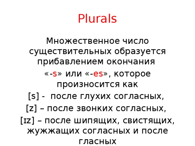 Множественные числа существительных