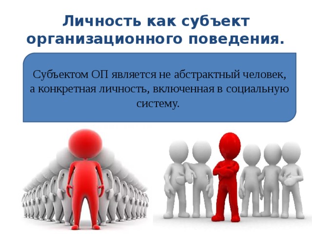 Организационное поведение группа. Личность как субъект организационного поведения. Субъект личности. Личность как субъект политики. Индивидуальность человека как субъекта.