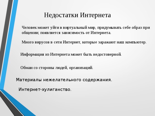 Преимущества и недостатки интернета презентация