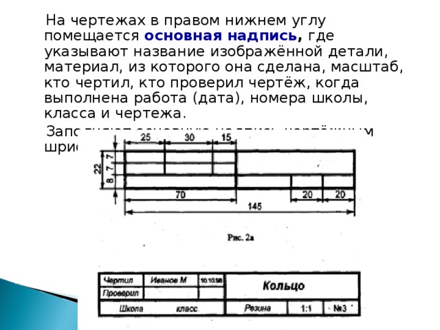 Надпись в правом нижнем углу. Правый Нижний угол чертежа. Название таблицы и чертежа в черчении. Где указывается масштаб изображения на чертеже. Чертеж Нижний угол таблицы.