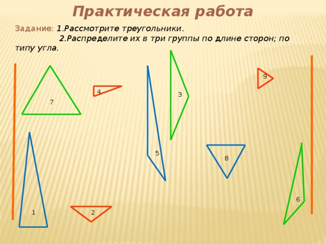 Виды треугольников показать на рисунках