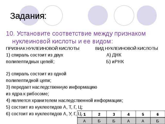 Установите соответствие между признаками и видами клеток обозначенными цифрами на схеме выше