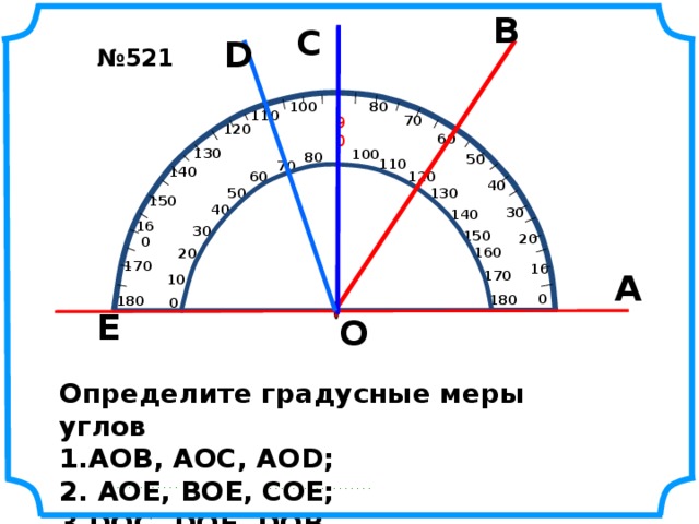 Измерьте транспортиром угол doe изображенный на рисунке укажите номер верного ответа