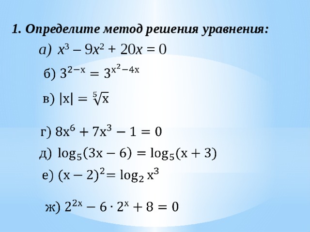 Общие методы решения уравнений 11 класс презентация