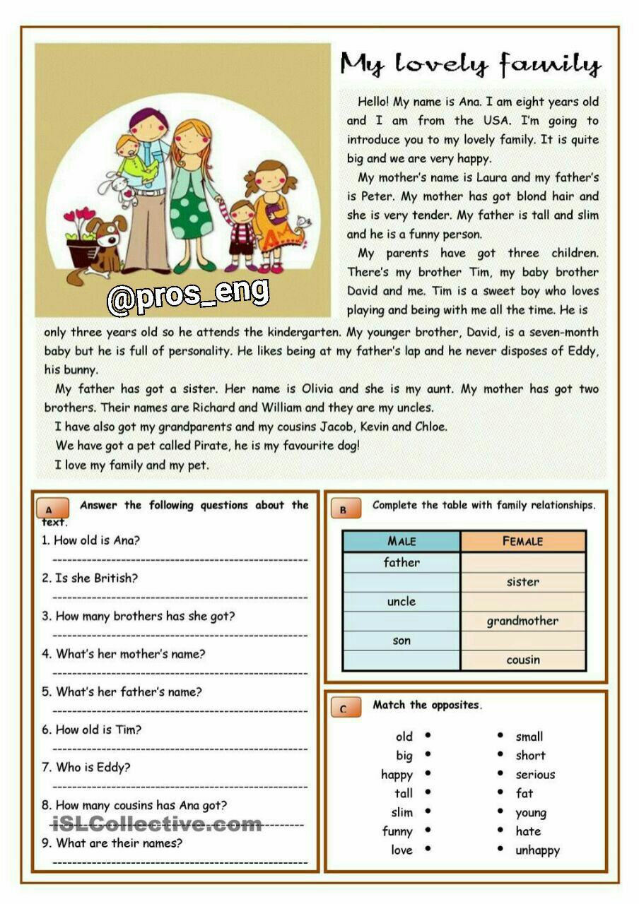 Texts listening and reading. Чтение my Family for Kids. Задания по английскому Elementary. Тексты на английском Elementary Worksheet. Reading exercises for Elementary английский.