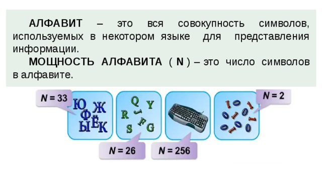 Мощность алфавита 8 символов