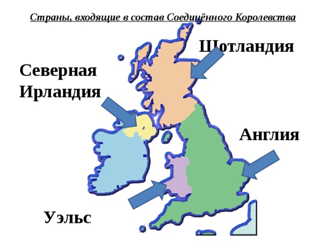 Страны, входящие в состав Соединённого Королевства Шотландия  Северная Ирландия Англия  Уэльс   