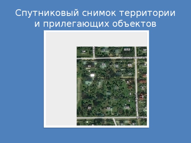 Спутниковый снимок территории и прилегающих объектов 
