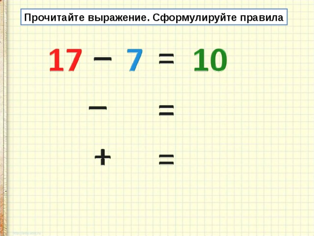 Прочитайте выражение. Сформулируйте правила 