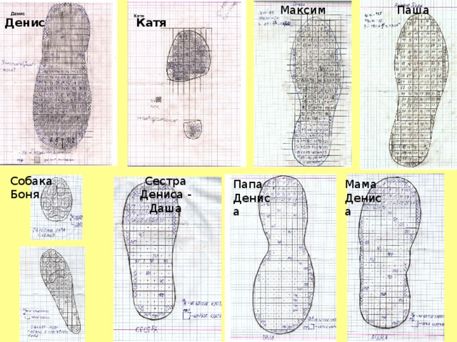 Паша Максим Денис Катя Собака Боня Сестра Дениса - Даша Папа Дениса Мама Дениса 