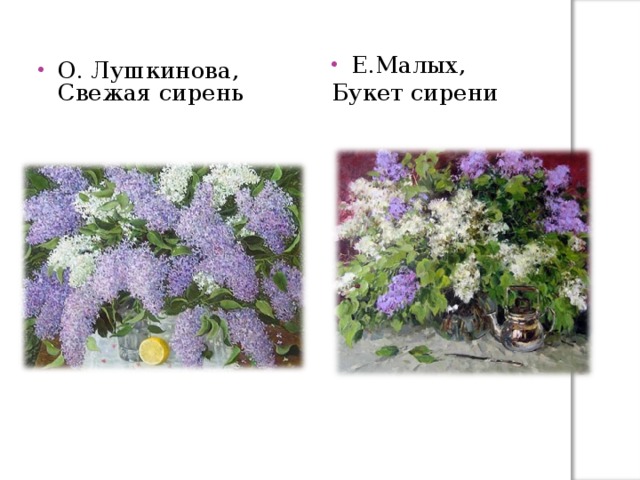 Е.Малых, Букет сирени О. Лушкинова, Свежая сирень         