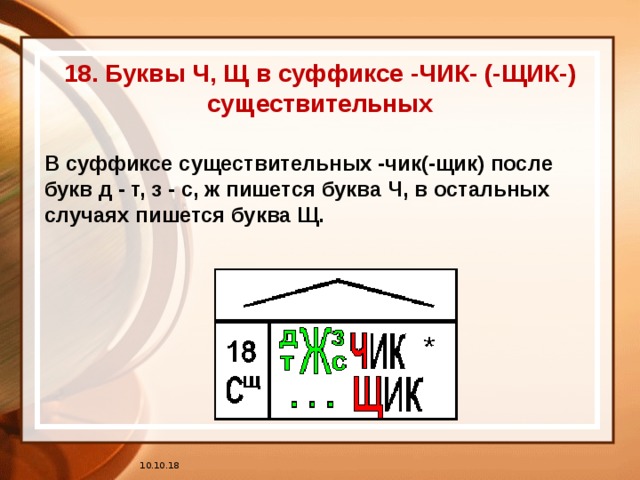 Буквы ч и щ в суффиксах существительных чик и щик 6 класс презентация