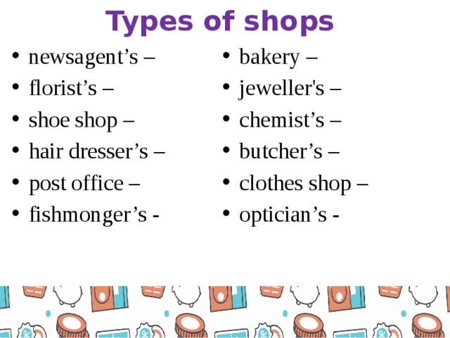 Types of shops