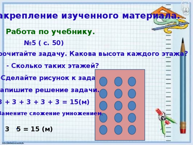 Сделай рисунок и реши задачу запиши решение сложением а потом умножением на втором этаже школы