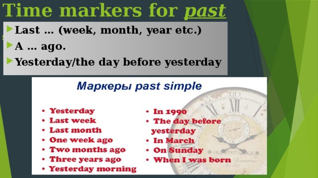 He to him the day before yesterday. Time Marker во временах. Past simple time Markers. Markers for past simple. Present simple time Markers.