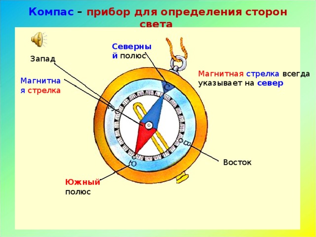 Северная стрелка компаса показывает на южный полюс. Компас это прибор для определения сторон света. Полюса компаса. Южный полюс на компасе. Стороны света на компасе.