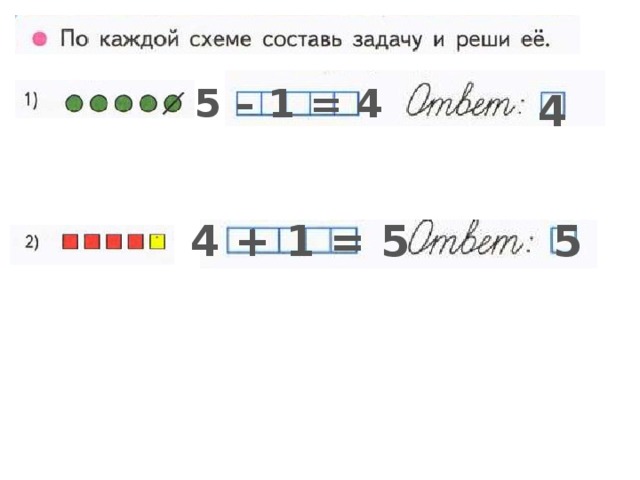 5 – 1 = 4 4 4 + 1 = 5 5 