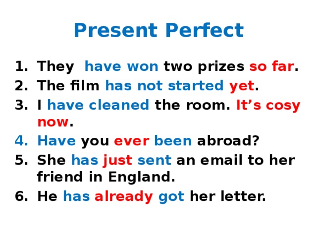 Глагол win в present perfect